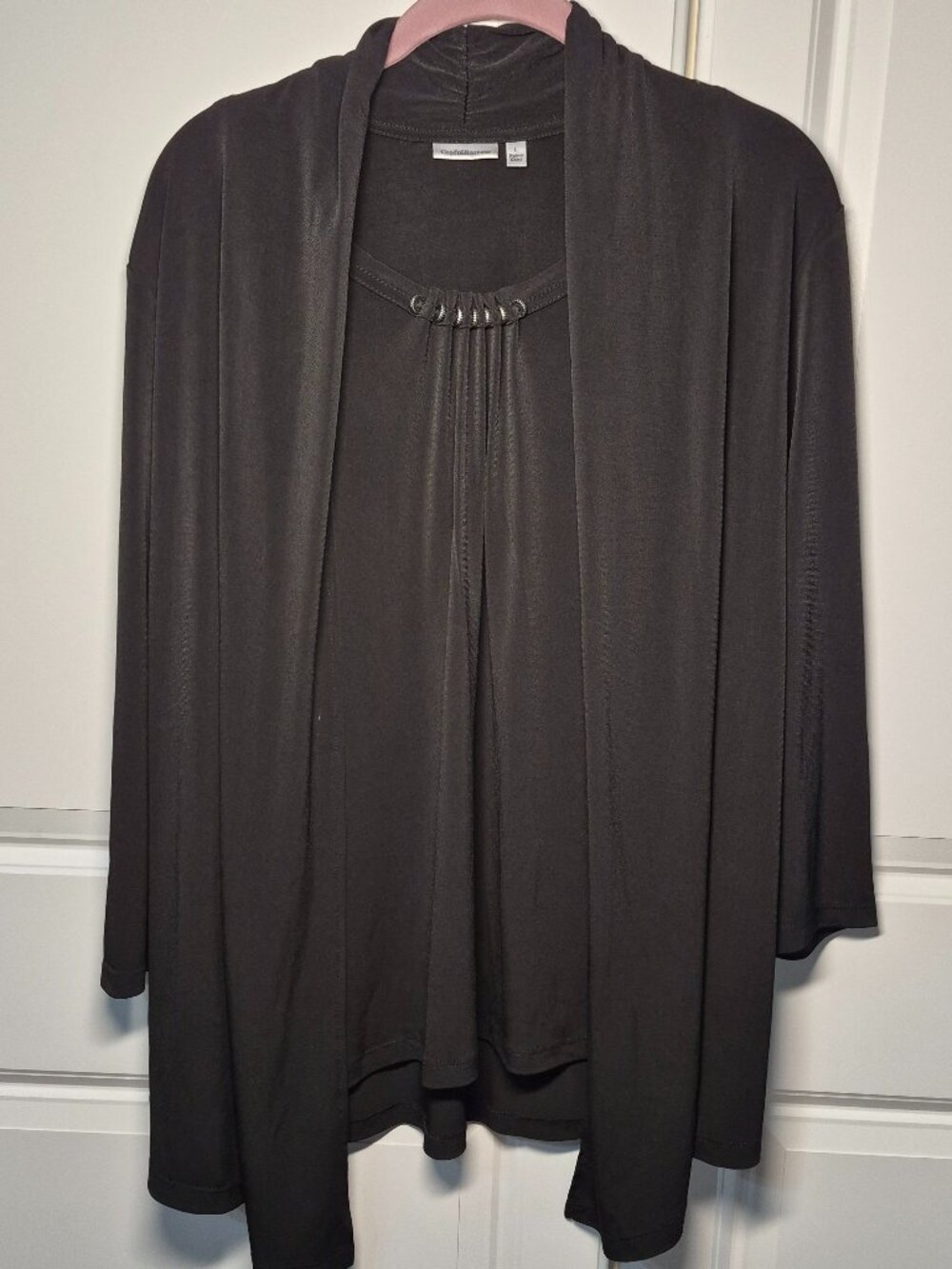 Croft and Barrow top cascading over built in Silver Ring Jeweled tank Size L BLK